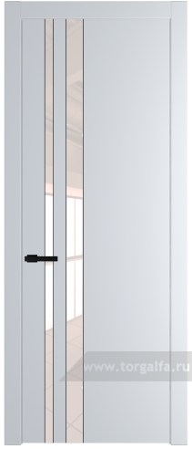 Дверь со стеклом ProfilDoors 20PW Lacobel Перламутровый лак с молдингом Черный матовый (Вайт (RAL 110 96 02))