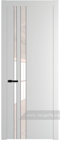 Дверь со стеклом ProfilDoors 20PW Lacobel Перламутровый лак с молдингом Черный матовый (Крем Вайт (RAL 120-02))