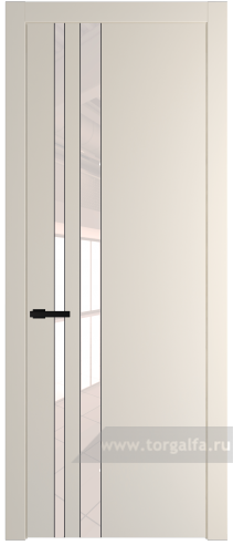 Дверь со стеклом ProfilDoors 20PW Lacobel Перламутровый лак с молдингом Черный матовый (Кремовая Магнолия (RAL 120-04))