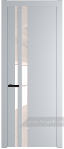 Дверь со стеклом ProfilDoors 20PW Lacobel Перламутровый лак с молдингом Черный матовый (Лайт Грей (RAL 870-01))