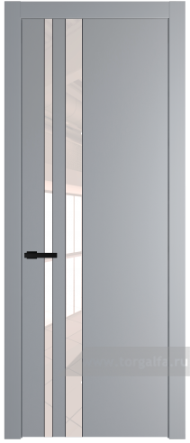 Дверь со стеклом ProfilDoors 20PW Lacobel Перламутровый лак с молдингом Черный матовый (Смоки (RAL 870-02))