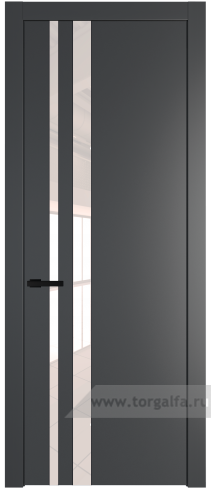 Дверь со стеклом ProfilDoors 20PW Lacobel Перламутровый лак с молдингом Черный матовый (Графит (Pantone 425С))