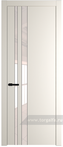 Дверь со стеклом ProfilDoors 20PW Lacobel Перламутровый лак с молдингом Черный матовый (Перламутр белый)