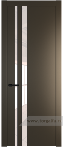 Дверь со стеклом ProfilDoors 20PW Lacobel Перламутровый лак с молдингом Черный матовый (Перламутр бронза)