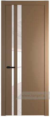 Дверь со стеклом ProfilDoors 20PW Lacobel Перламутровый лак с молдингом Черный матовый (Перламутр золото)