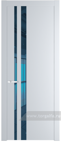 Дверь со стеклом ProfilDoors 20PW Зеркало Blue с молдингом Серебро (Вайт (RAL 110 96 02))
