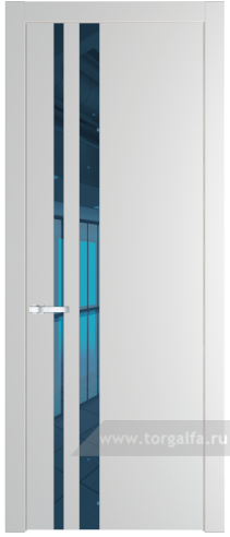 Дверь со стеклом ProfilDoors 20PW Зеркало Blue с молдингом Серебро (Крем Вайт (RAL 120-02))