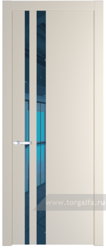 Дверь со стеклом ProfilDoors 20PW Зеркало Blue с молдингом Серебро (Кремовая Магнолия (RAL 120-04))