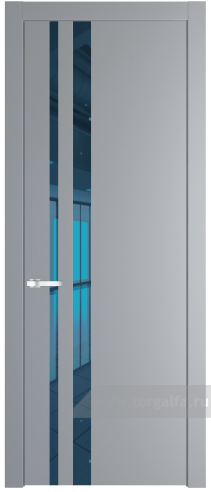 Дверь со стеклом ProfilDoors 20PW Зеркало Blue с молдингом Серебро (Смоки (RAL 870-02))