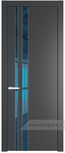 Дверь со стеклом ProfilDoors 20PW Зеркало Blue с молдингом Серебро (Графит (Pantone 425С))