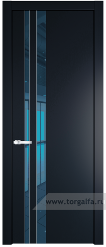 Дверь со стеклом ProfilDoors 20PW Зеркало Blue с молдингом Серебро (Нэви Блу (RAL 7016))