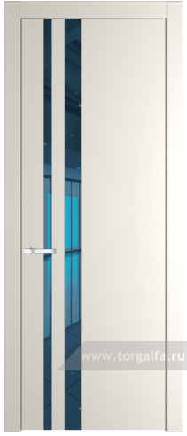 Дверь со стеклом ProfilDoors 20PW Зеркало Blue с молдингом Серебро (Перламутр белый)