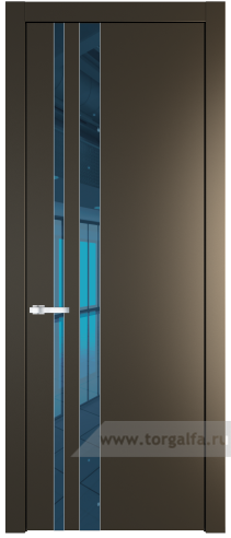 Дверь со стеклом ProfilDoors 20PW Зеркало Blue с молдингом Серебро (Перламутр бронза)