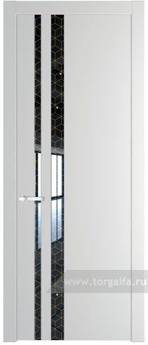Дверь со стеклом ProfilDoors 20PW Лоран узор золото с молдингом Серебро (Крем Вайт (RAL 120-02))