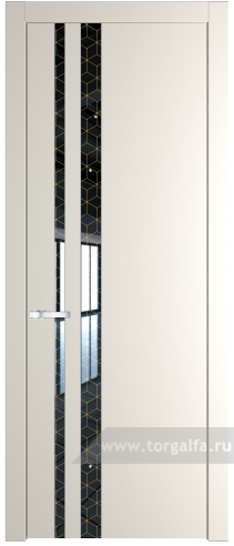 Дверь со стеклом ProfilDoors 20PW Лоран узор золото с молдингом Серебро (Перламутр белый)