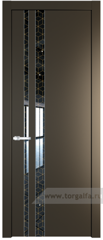 Дверь со стеклом ProfilDoors 20PW Лоран узор золото с молдингом Серебро (Перламутр бронза)