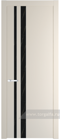 Дверь со стеклом ProfilDoors 20PW Неро мрамор с молдингом Серебро (Кремовая Магнолия (RAL 120-04))