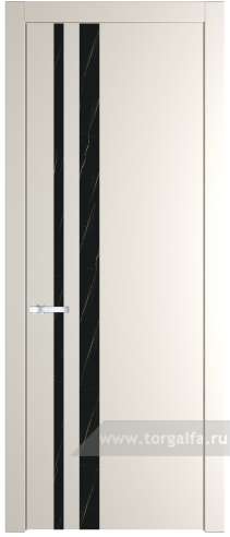 Дверь со стеклом ProfilDoors 20PW Неро мрамор с молдингом Серебро (Перламутр белый)