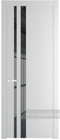 Дверь со стеклом ProfilDoors 20PW Зеркало Grey с молдингом Серебро (Крем Вайт (RAL 120-02))