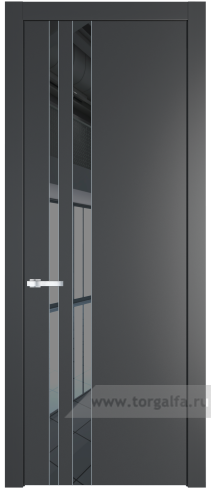 Дверь со стеклом ProfilDoors 20PW Зеркало Grey с молдингом Серебро (Графит (Pantone 425С))