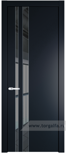 Дверь со стеклом ProfilDoors 20PW Зеркало Grey с молдингом Серебро (Нэви Блу (RAL 7016))