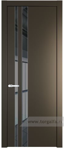 Дверь со стеклом ProfilDoors 20PW Зеркало Grey с молдингом Серебро (Перламутр бронза)