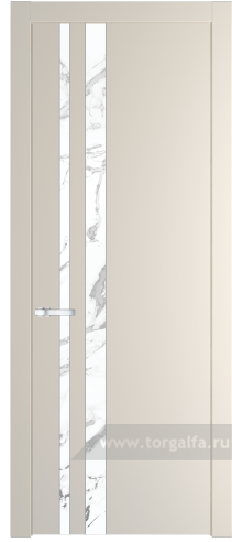 Дверь со стеклом ProfilDoors 20PW Нефи белый узор серебро с молдингом Серебро (Кремовая Магнолия (RAL 120-04))