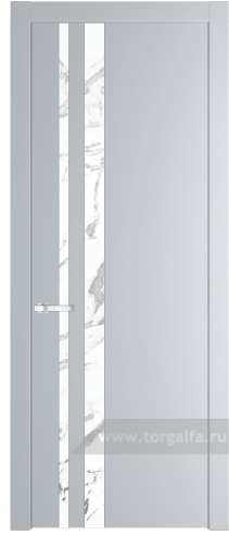 Дверь со стеклом ProfilDoors 20PW Нефи белый узор серебро с молдингом Серебро (Лайт Грей (RAL 870-01))