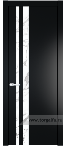 Дверь со стеклом ProfilDoors 20PW Нефи белый узор серебро с молдингом Серебро (Блэк)
