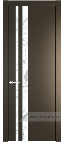 Дверь со стеклом ProfilDoors 20PW Нефи белый узор серебро с молдингом Серебро (Перламутр бронза)