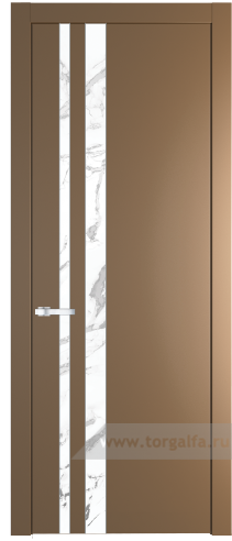 Дверь со стеклом ProfilDoors 20PW Нефи белый узор серебро с молдингом Серебро (Перламутр золото)