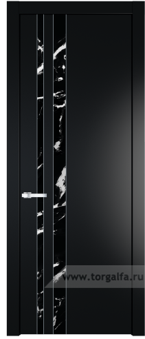 Дверь со стеклом ProfilDoors 20PW Нефи черный узор серебро с молдингом Серебро (Блэк)