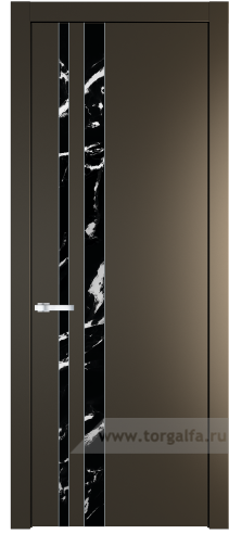 Дверь со стеклом ProfilDoors 20PW Нефи черный узор серебро с молдингом Серебро (Перламутр бронза)