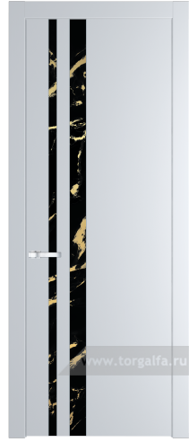 Дверь со стеклом ProfilDoors 20PW Нефи черный узор золото с молдингом Серебро (Вайт (RAL 110 96 02))