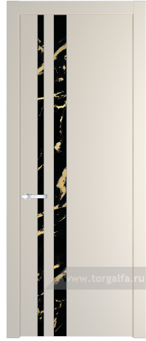 Дверь со стеклом ProfilDoors 20PW Нефи черный узор золото с молдингом Серебро (Кремовая Магнолия (RAL 120-04))