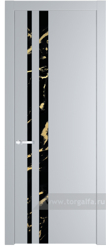 Дверь со стеклом ProfilDoors 20PW Нефи черный узор золото с молдингом Серебро (Лайт Грей (RAL 870-01))