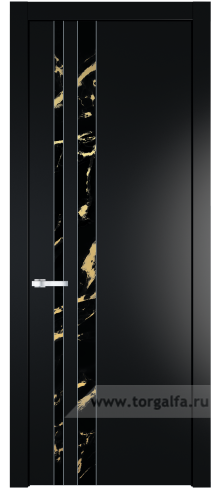 Дверь со стеклом ProfilDoors 20PW Нефи черный узор золото с молдингом Серебро (Блэк)