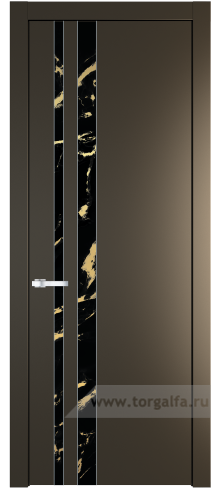 Дверь со стеклом ProfilDoors 20PW Нефи черный узор золото с молдингом Серебро (Перламутр бронза)