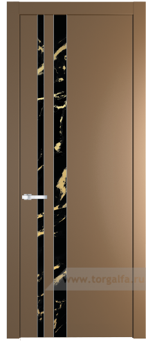 Дверь со стеклом ProfilDoors 20PW Нефи черный узор золото с молдингом Серебро (Перламутр золото)