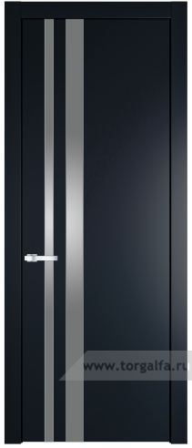 Дверь со стеклом ProfilDoors 20PW Lacobel Серебряный лак с молдингом Серебро (Нэви Блу (RAL 7016))
