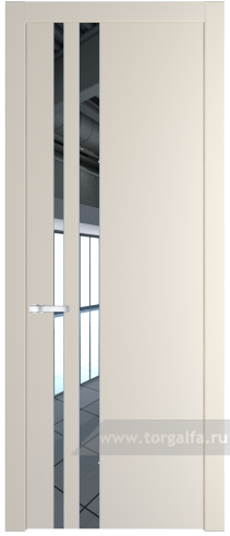 Дверь со стеклом ProfilDoors 20PW Зеркало с молдингом Серебро (Кремовая Магнолия (RAL 120-04))