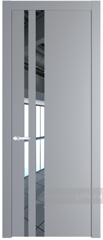 Дверь со стеклом ProfilDoors 20PW Зеркало с молдингом Серебро (Смоки (RAL 870-02))