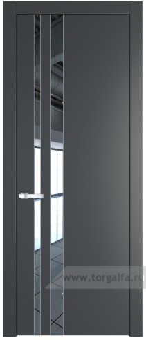Дверь со стеклом ProfilDoors 20PW Зеркало с молдингом Серебро (Графит (Pantone 425С))