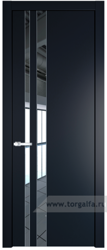 Дверь со стеклом ProfilDoors 20PW Зеркало с молдингом Серебро (Нэви Блу (RAL 7016))