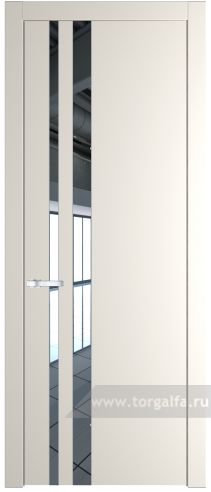 Дверь со стеклом ProfilDoors 20PW Зеркало с молдингом Серебро (Перламутр белый)