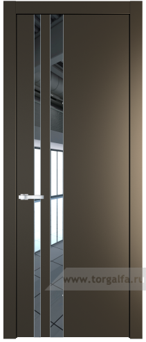 Дверь со стеклом ProfilDoors 20PW Зеркало с молдингом Серебро (Перламутр бронза)