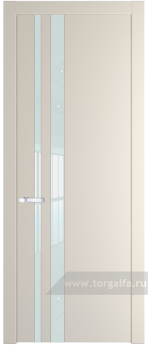 Дверь со стеклом ProfilDoors 20PW Lacobel Белый лак с молдингом Серебро (Кремовая Магнолия (RAL 120-04))