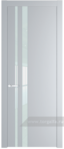 Дверь со стеклом ProfilDoors 20PW Lacobel Белый лак с молдингом Серебро (Лайт Грей (RAL 870-01))