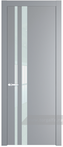 Дверь со стеклом ProfilDoors 20PW Lacobel Белый лак с молдингом Серебро (Смоки (RAL 870-02))