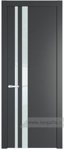 Дверь со стеклом ProfilDoors 20PW Lacobel Белый лак с молдингом Серебро (Графит (Pantone 425С))